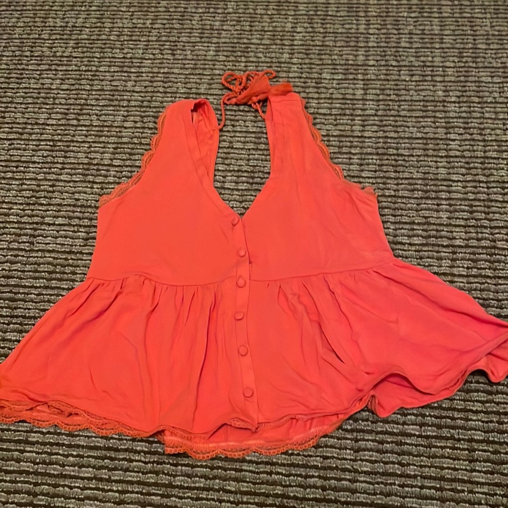 Cropped peplum tie back crop top